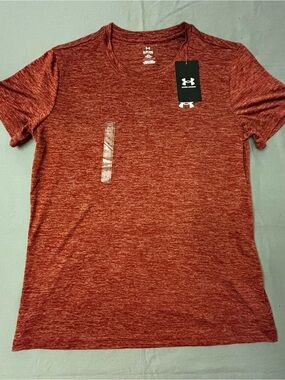 Under Armour Tech SSC Twist Women's T-Shirt Red Heather Crew Neck Loose Fit S/P